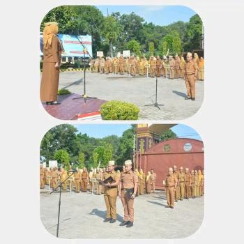 Staf Ahli Bupati Bidang Kemasyarakatan dan Sumber Daya Manusia Pemkab Lampung Selatan Pimpin Apel Mingguan di Kantor Bupati